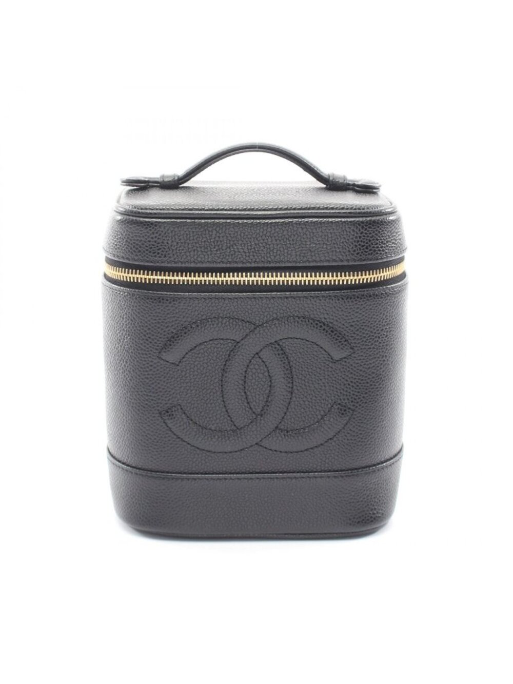 Chanel Handbag CC Logo Black Caviar Leather